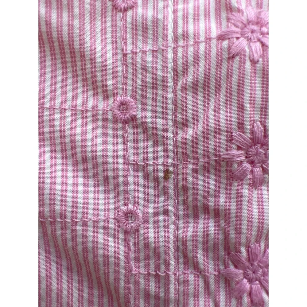 Pink Floral Top Sleeveless Embroidered Cotton St Johns Bay Blouse Womens L  Boho